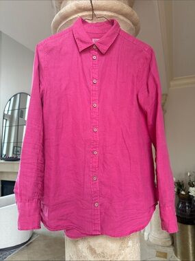 Faherty Hot Pink Linen Button-Down Shirt